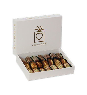 Chocolate-Covered Dates in Large White Box 24pcs