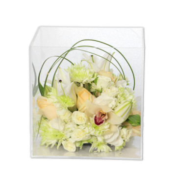 Mixed Flowers in Clear Square Acrylic