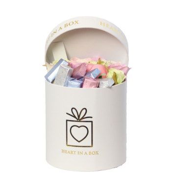 Chocolates in a White Round Box